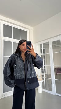 Lacivert Pullu Beli Lastikli Ceket Pantolon Paraşüt Detaylı Modal Takım GAUS-02048GAUSTAKIMGAUS-02048