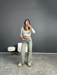 GR Orta Bel Yeşil Eskitme Jean GausDENİM PANTOLONGU002774