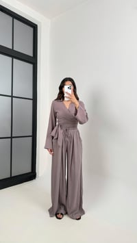 Vizon Bağlamalı Üst Beli Lastikli Pantolon Bürümcük Takım Gaus00389 GausTAKIMGU1001909