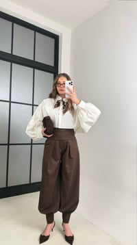 Acı Kahve Kuşaklı Tasarım Şalvar Pantolon GAUS-01118GAUSPANTOLONGAUS-01118