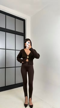 Acı Kahve Topuktan Geçirmeli Yumuşak Dokulu Tayt GAUS-00215GAUSTAYTGAUS-00215