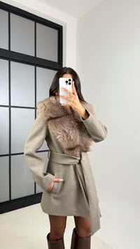 Vizon Yaka Kürk Detaylı Kuşaklı Kaban GAUS-00600GAUSKABANGAUS-00600