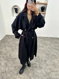 Wendy Siyah Kemerli Astarsız Muadil TrençkotGausKABANGU008966