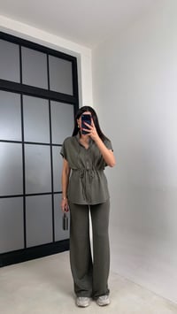 Haki Beli Lastikli Hırka Pantolon Taşlı Modal Takım GAUS-01064GAUSTAKIMGAUS-01064