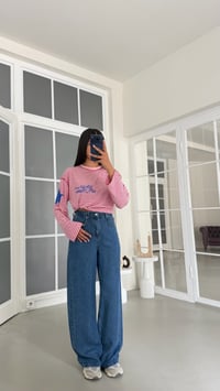 Koyu Mavi Beli Lastikli Geniş Paça Jean GAUS-01876GAUSDenim PantsGAUS-01876