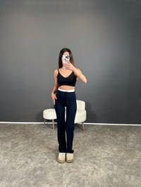 Maso Lacivert Bel Detaylı Çımalı Likralı PantolonGausPANTOLONGU004346