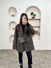 Dany Kahve Kaz Ayağı Desenli Astarlı Kaşe Blazer CeketGausCEKETGU00903768