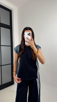 Siyah Denim Detaylı Şeritli İkili Takım GAUS-0050GAUSTAKIMGAUS-0050