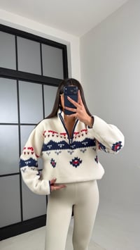 Lacivert Fermuarlı Desenli Polar Sweatshirt GAUS-00723 GAUS-01101GAUSالسويت شيرت GAUS-01101
