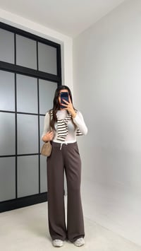 Kahve Beli Lastikli Modal Kumaş Pantolon GAUS-00914GAUSPANTOLONGAUS-00914