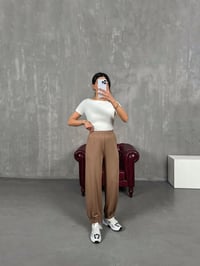 İsolde Kahve Paça Lastikli Premium Modal Kumaş PantolonGausPANTOLONGU100890