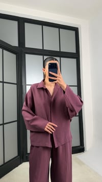 Mürdüm Gömlek Beli Lastikli Pantolon Premium Tencel Kumaş Takım GAUS-01525GAUSSuitsGAUS-01525