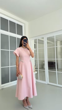 Pembe Taş Detaylı Midi Elbise GAUS-01683GAUSELBİSEGAUS-01683