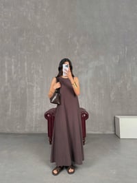 Kahve Cepli Tensel Kumaş Elbise Gaus00263GausELBİSEGU1001607