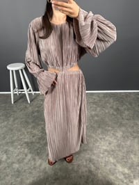 Lesdy Kahve Krinkıl Dekolteli ElbiseGausELBİSEGU008187