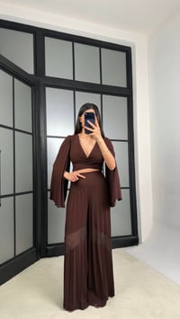 Kahve Pileli Tasarım Takım GAUS-01349GAUSTAKIMGAUS-01349