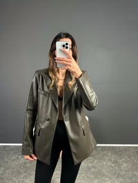 San Yeşil Deri Blazer CeketGausCEKETGU002685