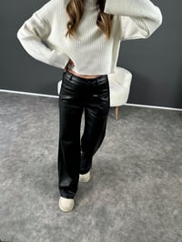 Siyah Ön Cepli Şardonlu Deri PantolonGausPANTOLONGU002891