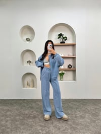 Lika Mavi Yıkamalı ZR Model Eskitme Eşofman TakımıGausTAKIMGU00903761