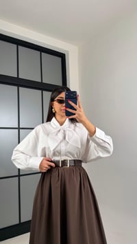 Beyaz Fular Yakalı Gömlek GAUS-00981GAUSShirtGAUS-00981