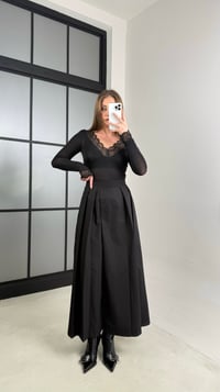 Siyah Beli Lastikli Tasarım Etek Pantolon GAUS-00994GAUSPANTOLONGAUS-00994