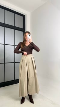 Haki Beli Lastikli Tasarım Etek Pantolon GAUS-00994GAUSPANTOLONGAUS-00994