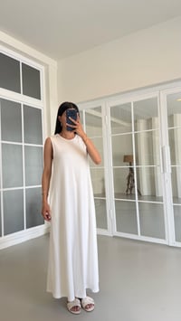 Beyaz Sıfır Kol Basic Modal Elbise GAUS-01522GAUSELBİSEGAUS-01522