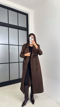 Acı Kahve Astarlı Kuşaklı Süet Trençkot GAUS-00228GAUSTRENÇKOTGAUS-00228