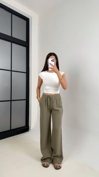 Haki Beli Lastikli Müslin Pantolon Gaus00586GausPANTOLONGU1002367