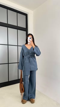 Mavi Bağlama Detaylı Kazak Pantolon İkili Triko Takım GAUS-00526GAUSTAKIMGAUS-00526