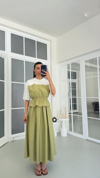 Yeşil TWST Model Beli Lastikli Bluz Etek İkili Takım GAUS-01768GAUSTAKIMGAUS-01768