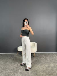 Rusha Beyaz Beli Lastikli Poliviskon Pantolon GausPANTOLONGU004747