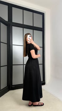 Siyah Kısa Kol Beli Lastikli Basic Elbise GAUS-01258GAUSELBİSEGAUS-01258