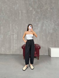 Vetra Siyah Önden Bağlama Detaylı Havuç Model Şalvar PantolonGausPANTOLONGU100935