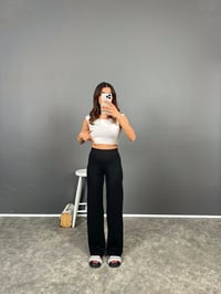 Bancy Siyah Çımalı Rahat Modal PantolonGausPANTOLONGU008396