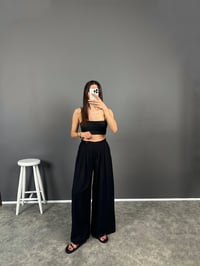 Sesto Siyah Salaş Düğmeli Bol PantolonGausPANTOLONGU008232