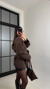 Acı Kahve Astarlı Kemerli Muadil Ceket GAUS-00990GAUSCEKETGAUS-00990