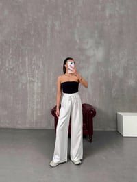 Setra Beyaz Beli Lastikli Tensel Kumaş PantolonGausPANTOLONGU100599