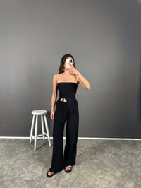 Alfa Siyah Büzgülü Bluz Pantolon İkili Takım GausTAKIMGU008043