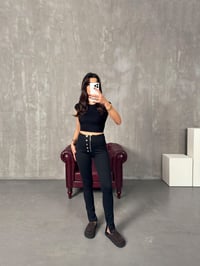 LO Tek Fermuarlı Siyah Yırtmaç Paça TaytGausTAYTGU00903925