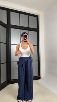 Lacivert Bandana Detaylı Tencel Pantolon GAUS-01424GAUSPANTOLONGAUS-01424