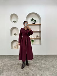 MD Bordo Belden Büzgülü Fermuarlı Muadil ElbiseGausELBİSEGU00903464