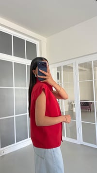 Kırmızı Sıfır Kol Çıtçıt Düğmeli Gömlek GAUS-01639GAUSShirtGAUS-01639