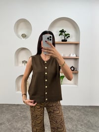 Pame Kahve Düğmeli Yelek Kol HırkaGausHIRKAGU00903613
