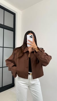 Kahve Pile Detaylı Astarlı Kısa Trençkot GAUS-0089GAUSTRENÇKOTGAUS-0089