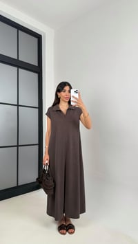 Kahve MD Muadil Polo Yaka Cepli Basic Elbise Gaus00568GausELBİSEGU1002325