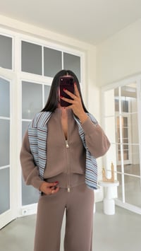 Vizon Çift Fermuarlı Hırka Beli Lastikli Pantolon İkili Yumuşak Kumaş Premium Takım GAUS-02303GAUSTAKIMGAUS-02303