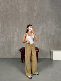 Haki Beli Lastikli Keten Pantolon Gaus00237GausPANTOLONGU1001549