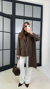 Kahve Çizgili Şal Detaylı Blazer Ceket GAUS-01167GAUSCEKETGAUS-01167