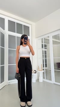 Siyah Gold Düğmeli Tencel Pantolon GAUS-01844GAUSPantsGAUS-01844